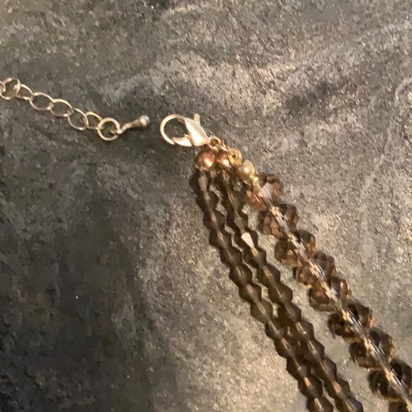 Saks 5th Avenue Brown and gold triple strand necklace - Picture 3 of 5